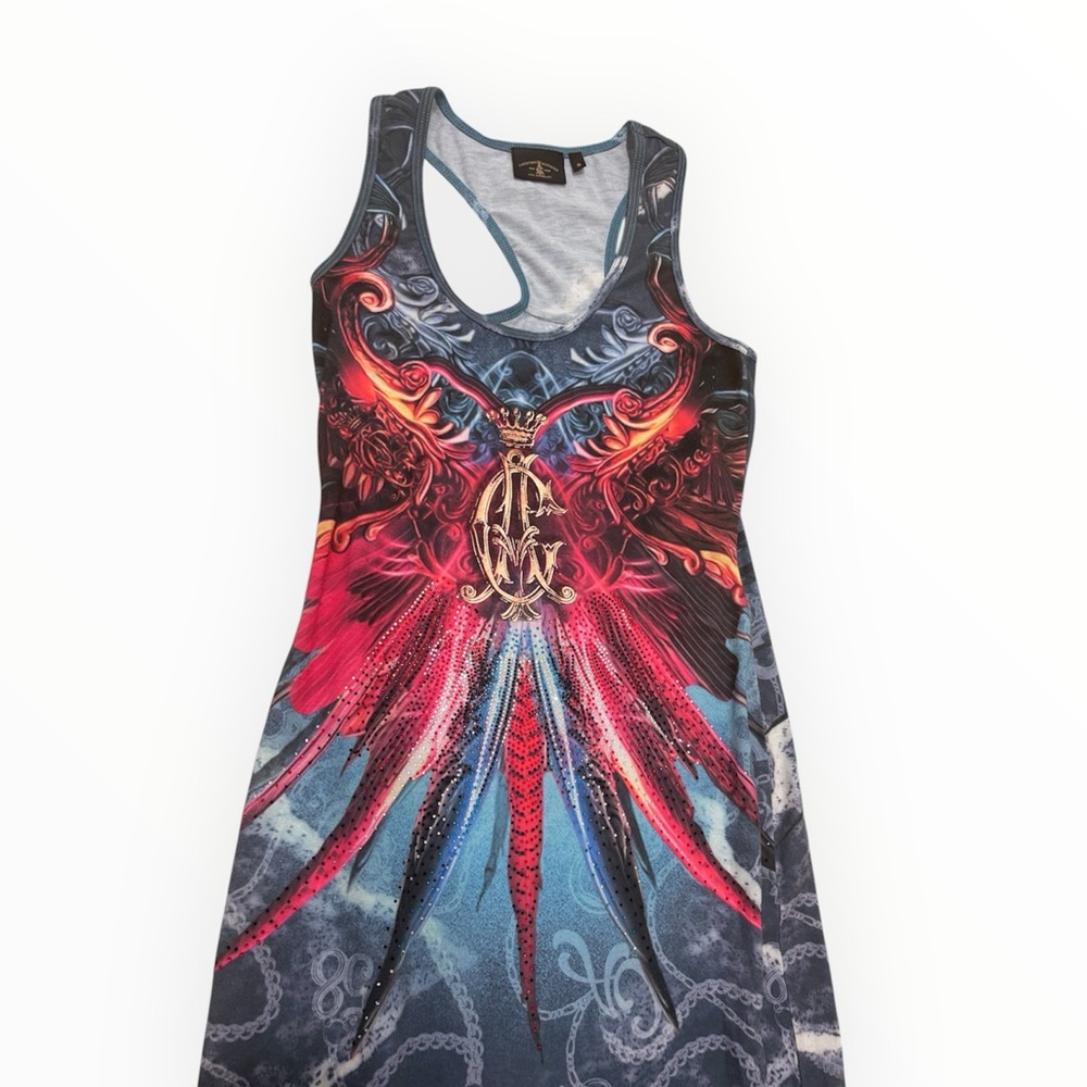 Vintage Christian Audigier Y2K Graphic Tank Maxi Dress